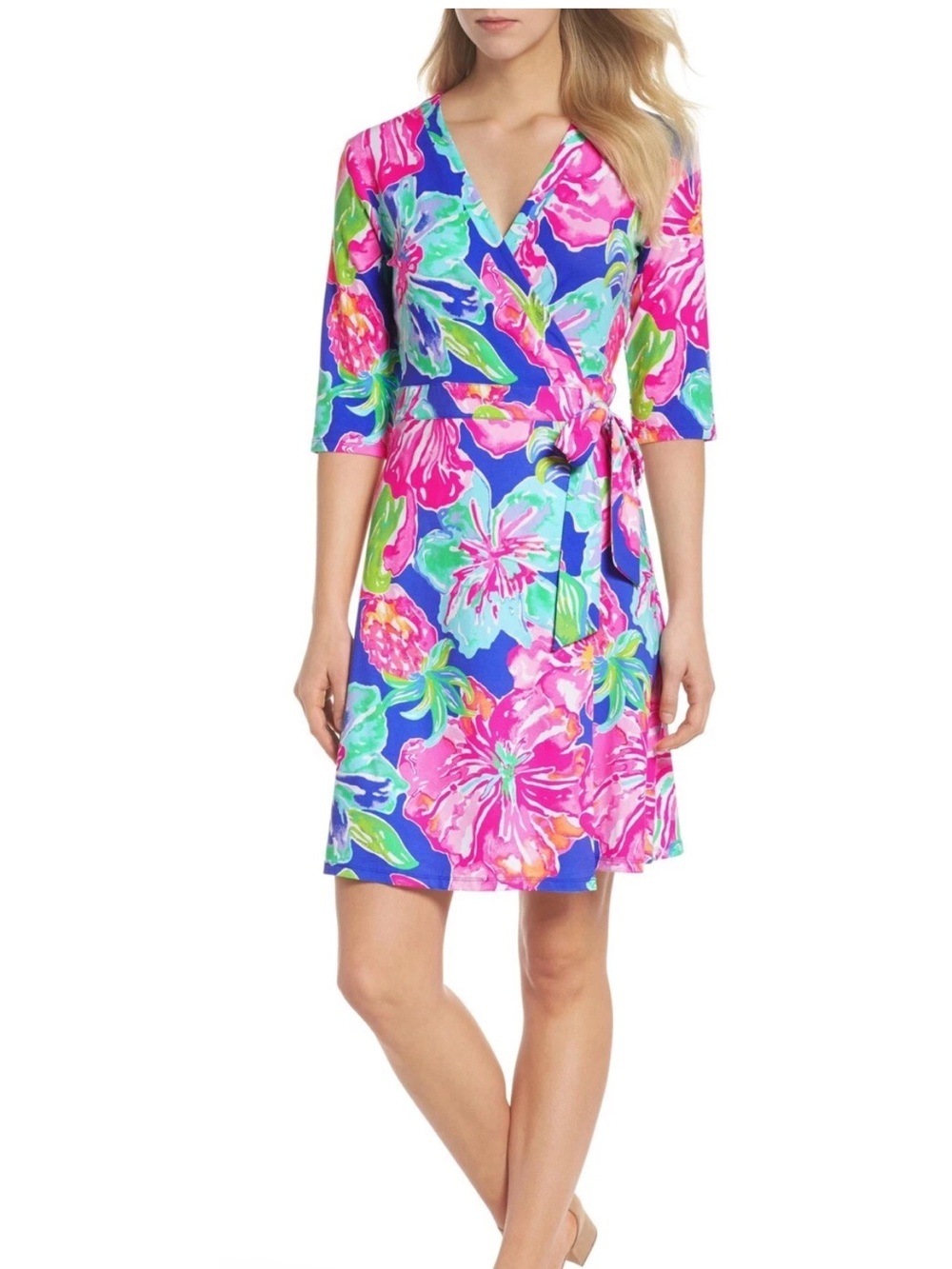 Lilly Pulitzer Marvista Benton Blue Jungle Utopia Printed Wrap Dress